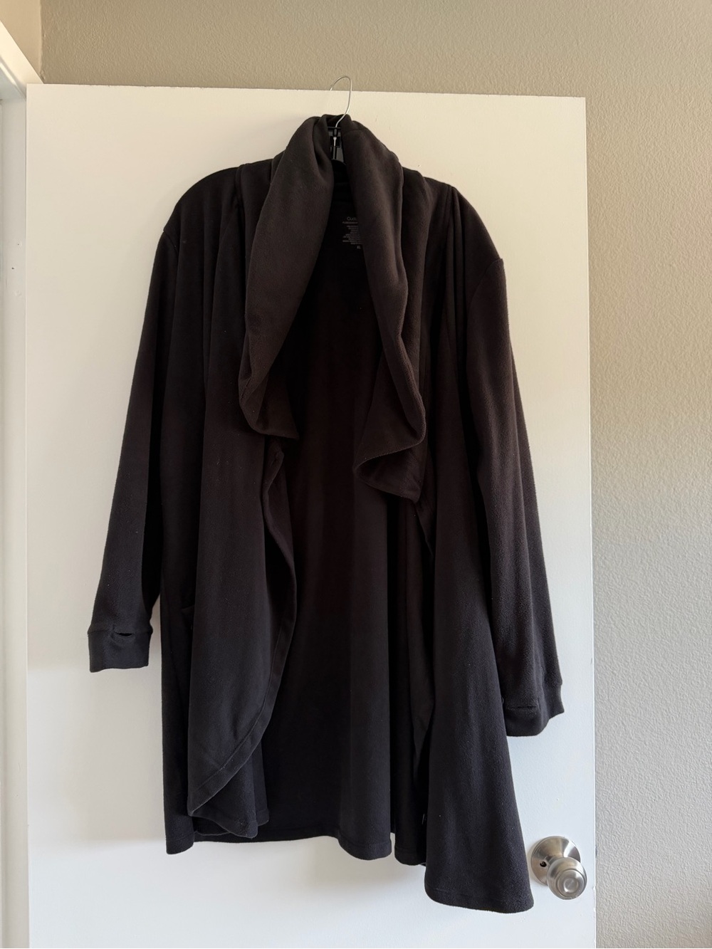 Cuddl Duds Black Open-Front Shawl Collar Robe Cardigan
